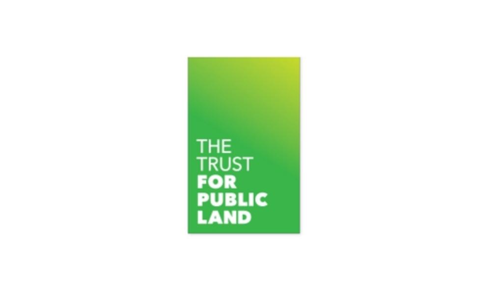 Trust for Public Land logo with white font and green background