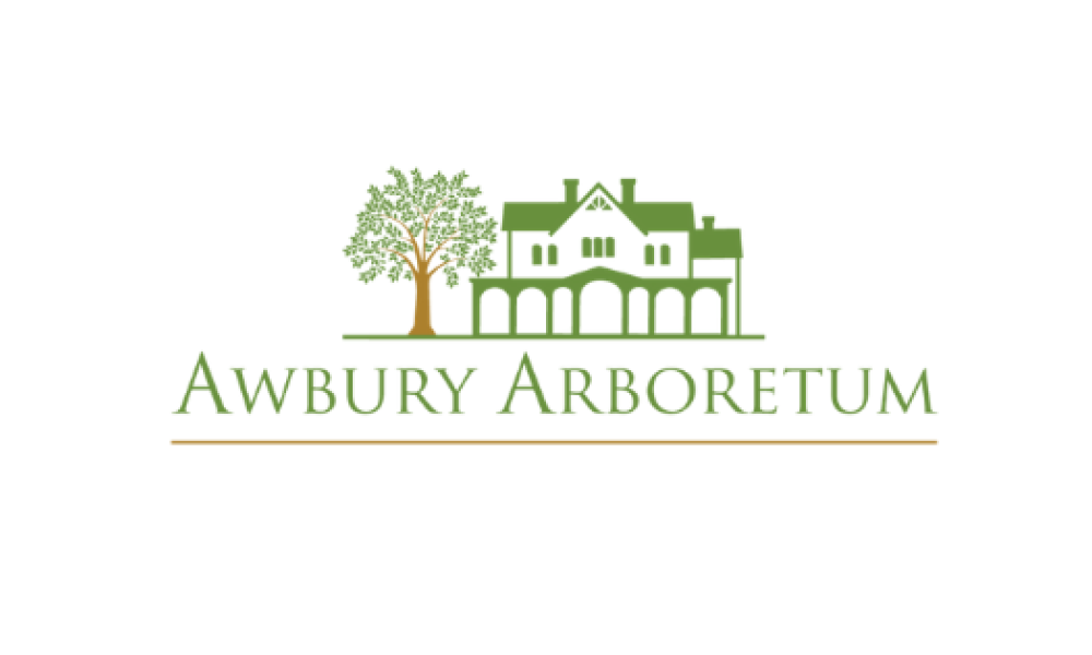Awbury Arboretum Logo in green font under the outline of a house