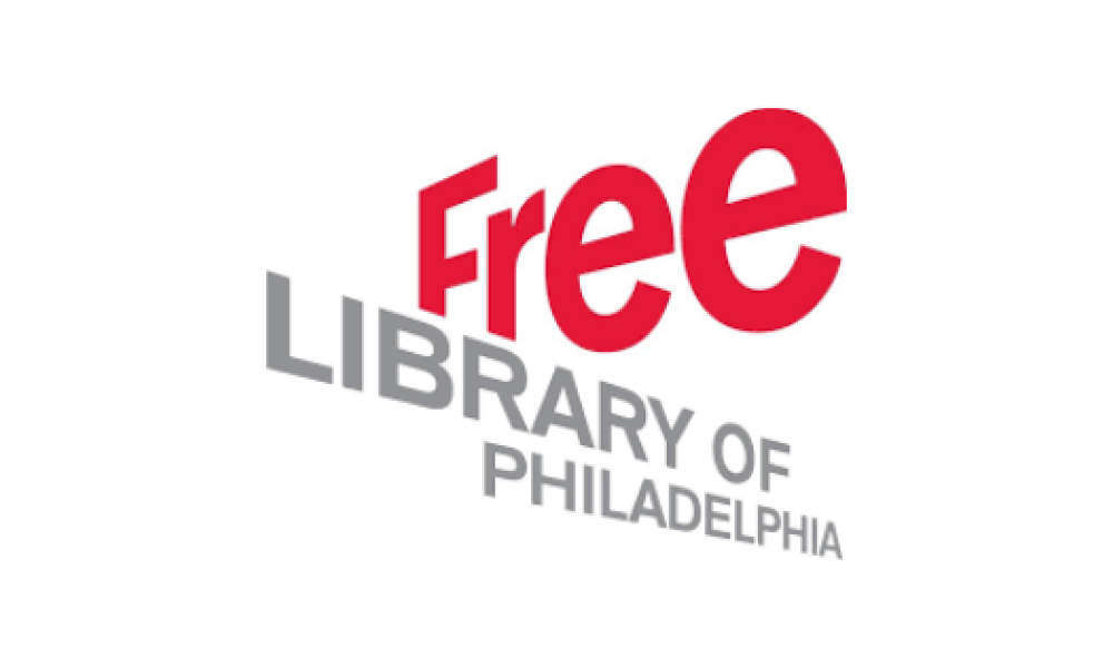 Free LIbrary of Philadelphia logo with the word free in red font above the words Library of Philadelphia in gray font