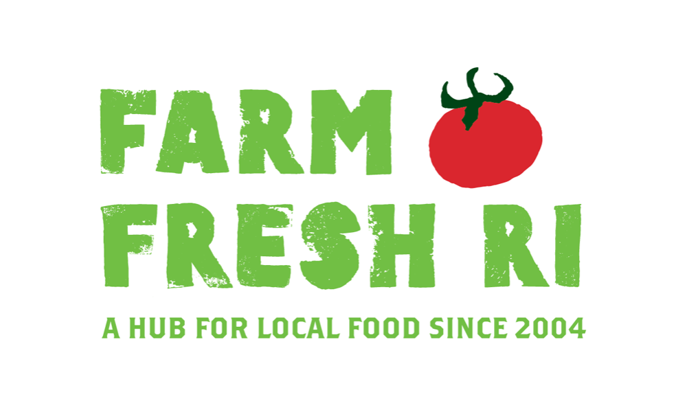 Farm Fresh RI logo with green text and red tomato