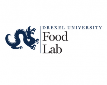 Drexel University Food Lab logo with black emblem to the left of the words Drexel University Food Lab in black font