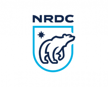 Natural Resources Defense Council logo with the letters NRDS in black font above a black outline of a bear